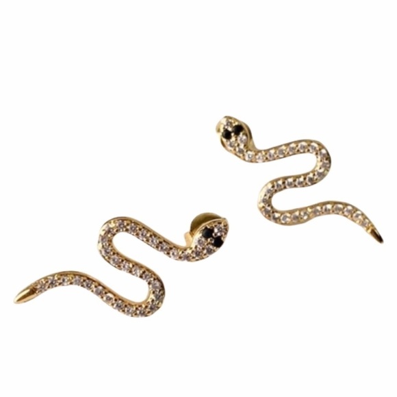 Adornia 14K Gold Pleated Swarowski Crystals Sterling Silver Earrings - Picture 3 of 11